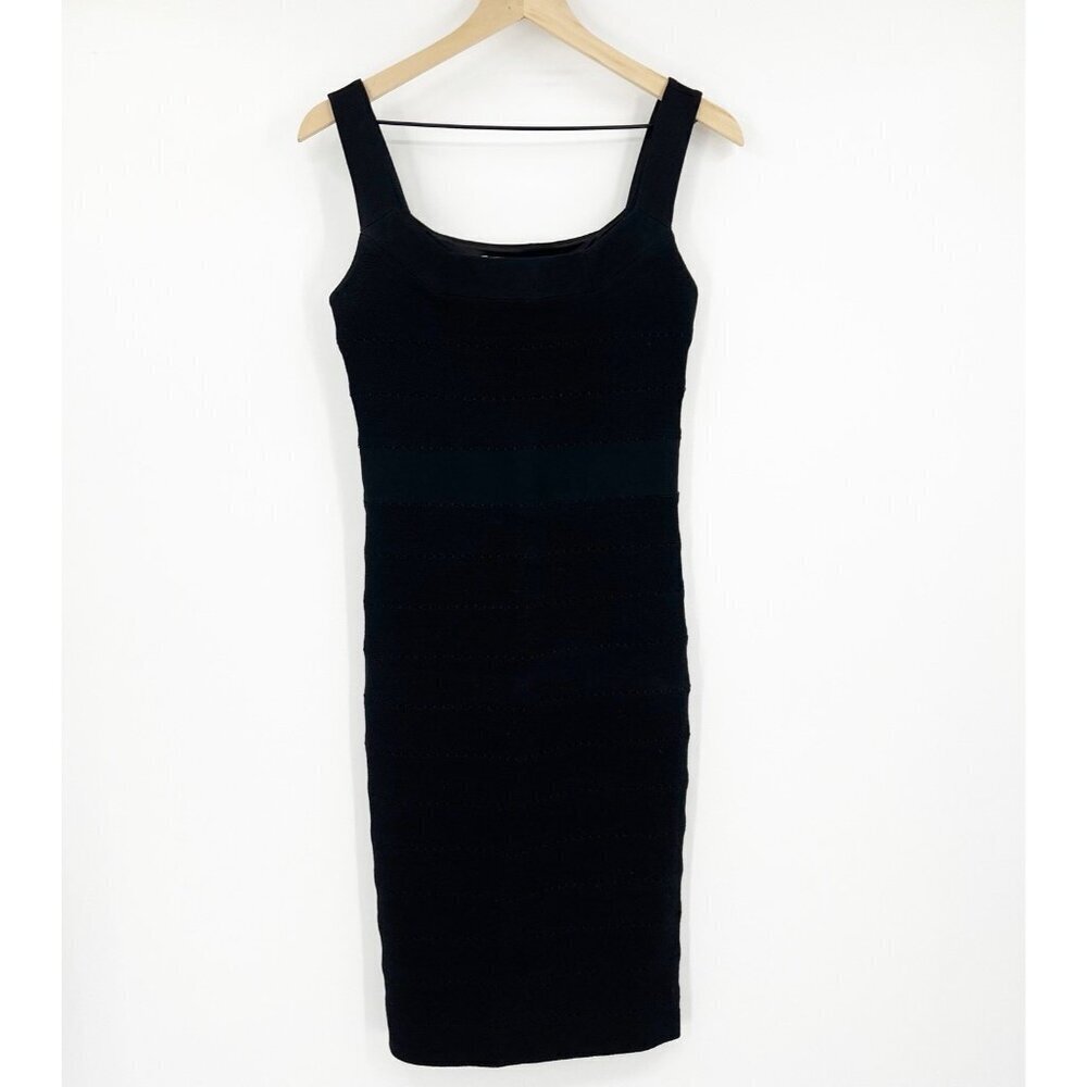 Diane Von Furstenberg Wool Black Bodycon Dress 6 LBD  Bandage Early 2000’s Style